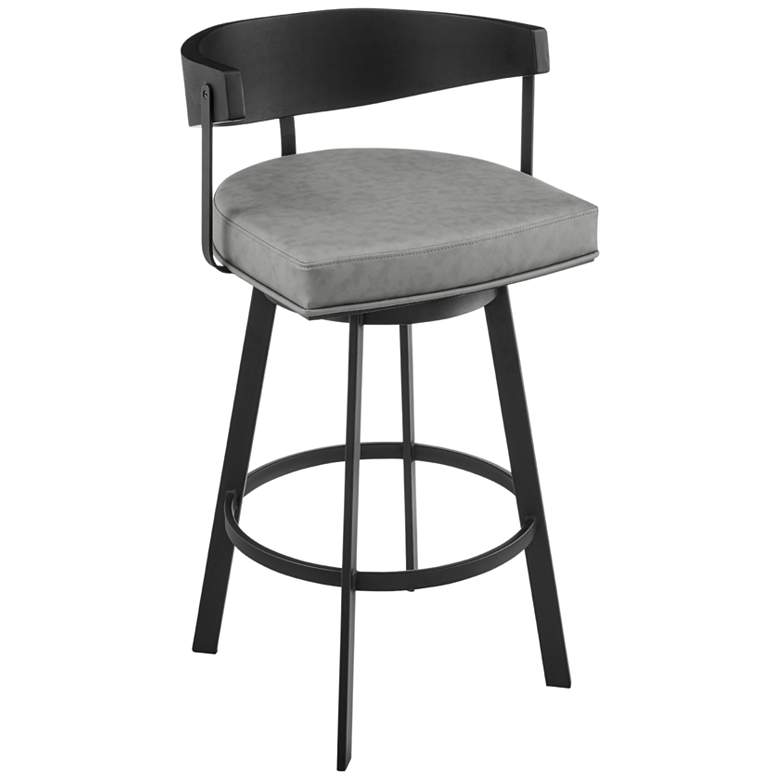 Image 1 Armen Living Lacey 30 in. Bar Stool in Iron and Vintage Gray Faux Leather