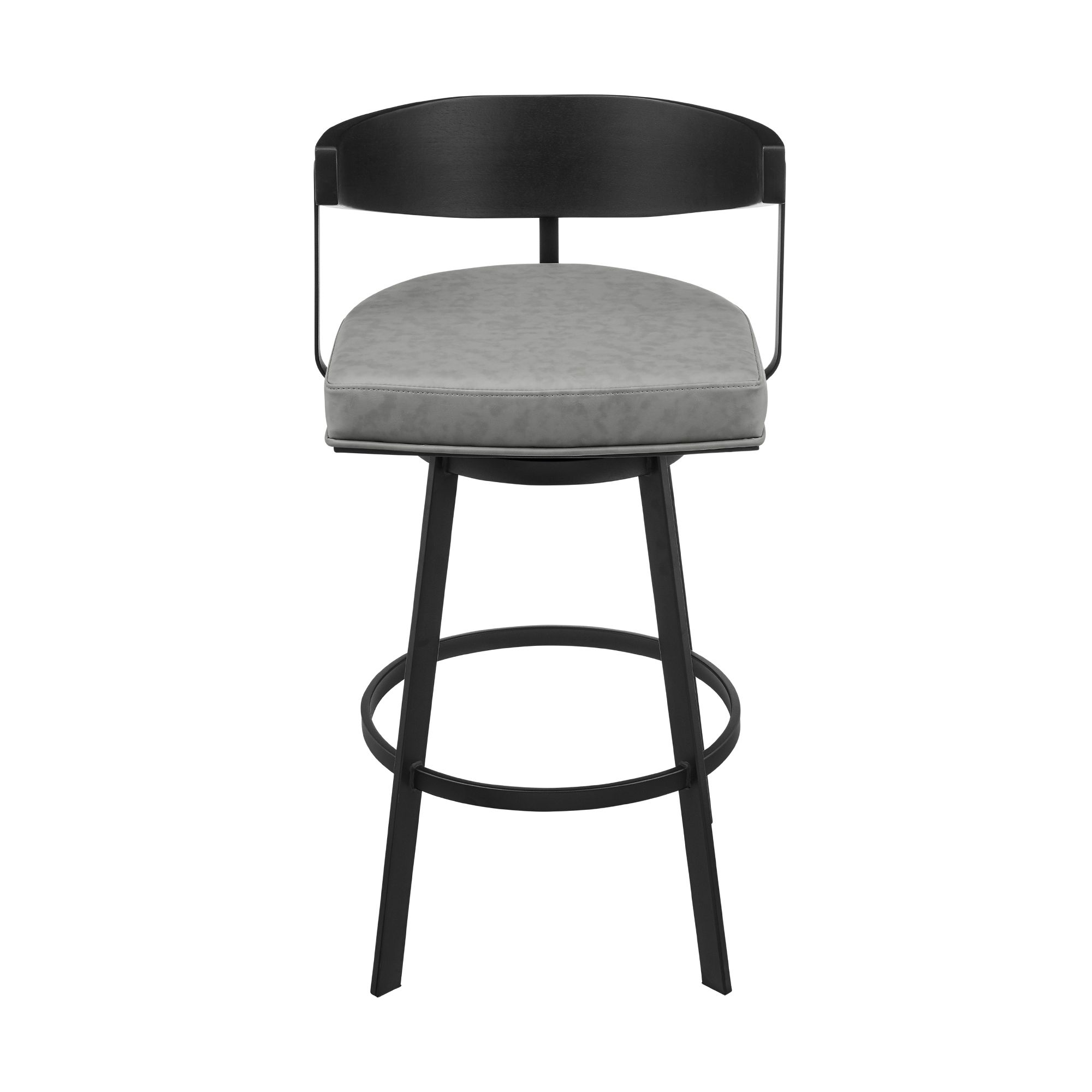Image 3 Armen Living Lacey 30 in. Bar Stool in Iron and Vintage Gray Faux Leather more views