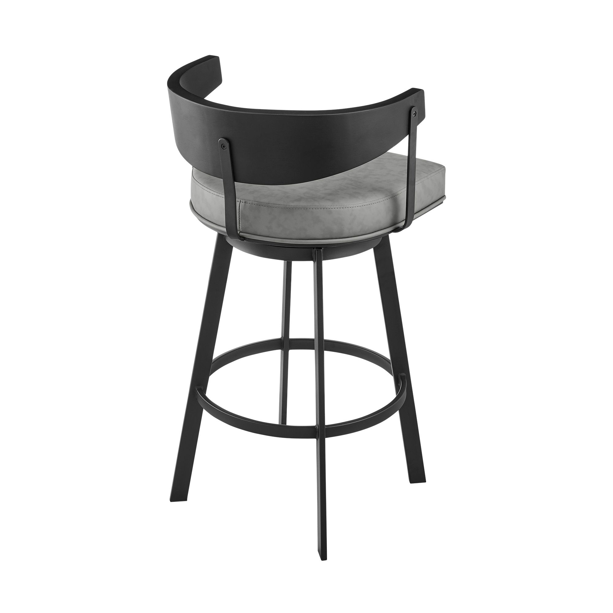 Image 4 Armen Living Lacey 30 in. Bar Stool in Iron and Vintage Gray Faux Leather more views