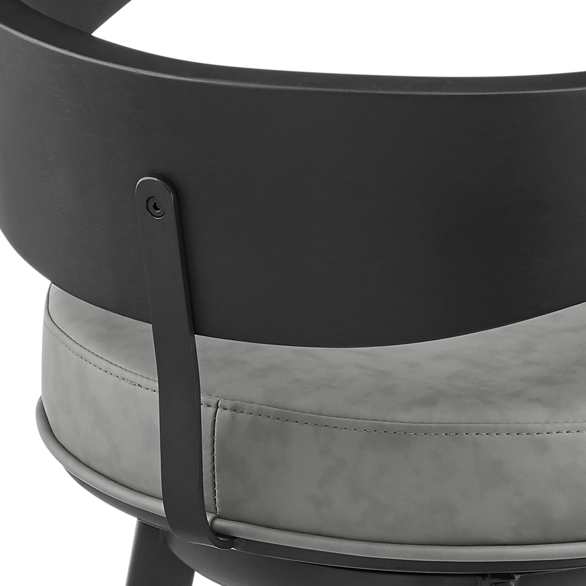 Armen Living Lacey 30 in. Bar Stool in Iron and Vintage Gray Faux Leather