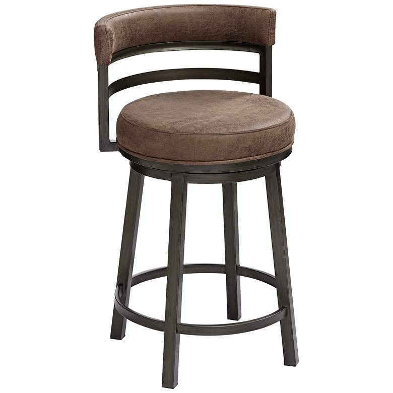 Image 2 Armen Living Madrid 26 1/2" Bandero Tobacco Swivel Counter Stool
