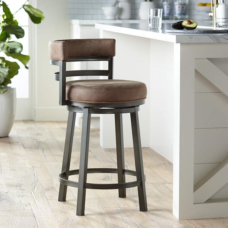 Image 1 Armen Living Madrid 26 1/2" Bandero Tobacco Swivel Counter Stool