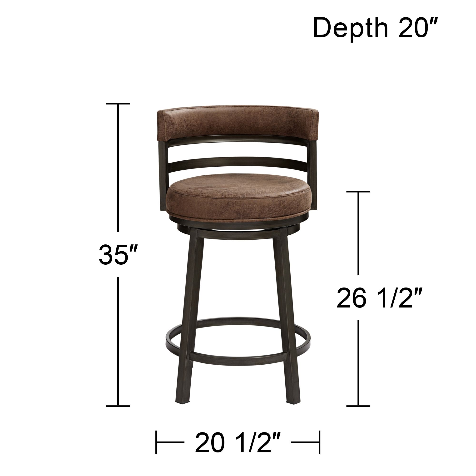 Armen Living Madrid 26 1/2" Bandero Tobacco Swivel Counter Stool