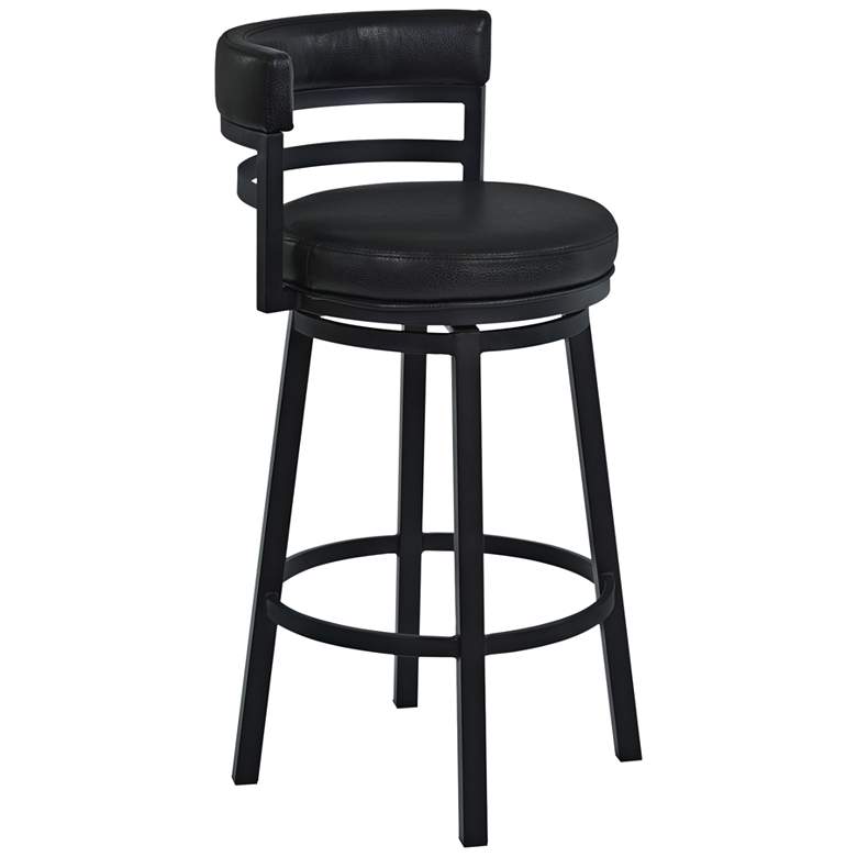 Image 2 Armen Living Madrid 26 1/2" Black Faux Leather Swivel Counter Stool