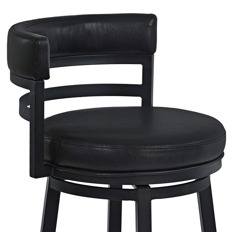Image 3 Armen Living Madrid 26 1/2" Black Faux Leather Swivel Counter Stool more views