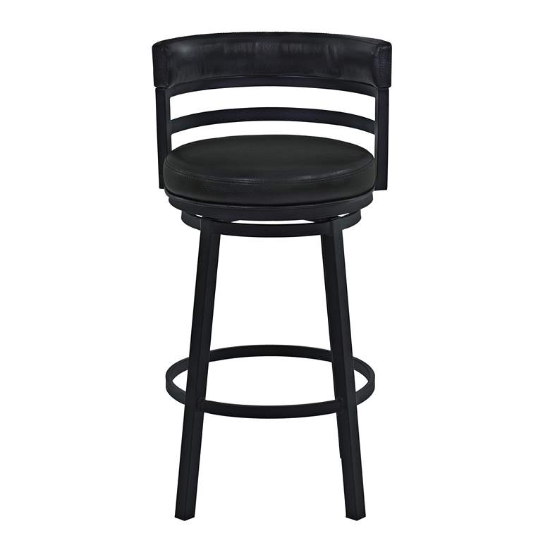 Image 5 Armen Living Madrid 26 1/2" Black Faux Leather Swivel Counter Stool more views