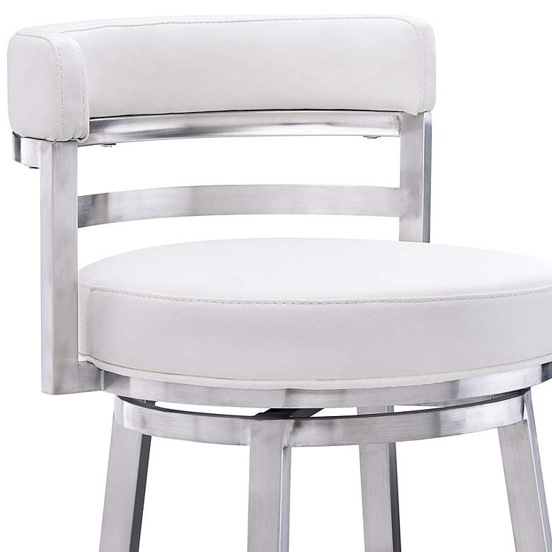 Image 4 Armen Living Madrid 26" White Faux Leather Swivel Counter Stool more views