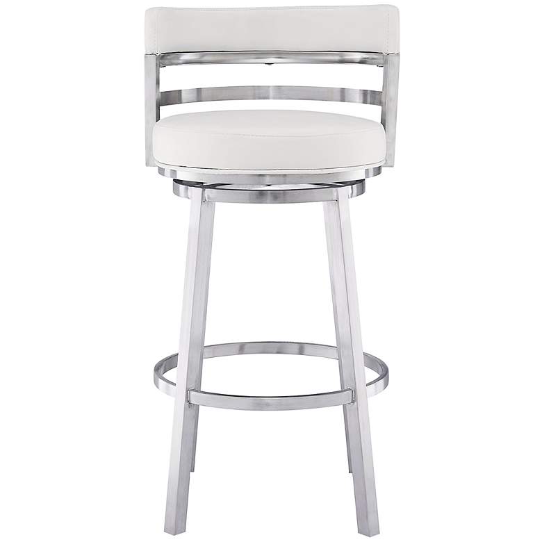 Image 6 Armen Living Madrid 26" White Faux Leather Swivel Counter Stool more views