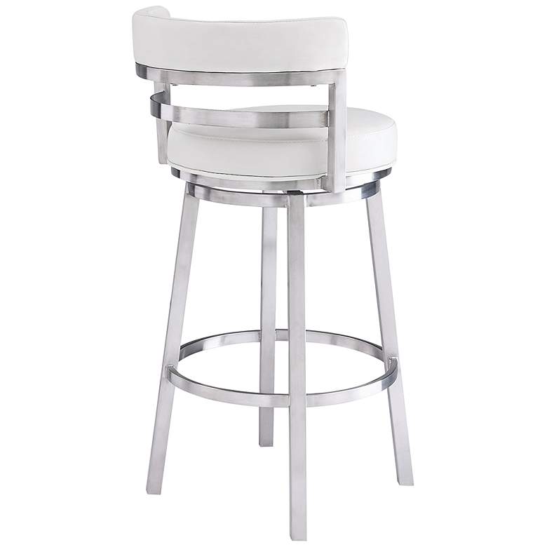Image 7 Armen Living Madrid 26" White Faux Leather Swivel Counter Stool more views