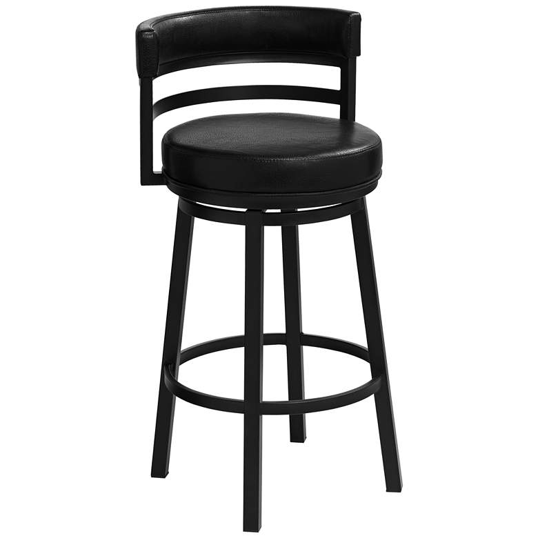 Image 3 Armen Living Madrid 30 1/2" Ford Black Faux Leather Swivel Bar Stool