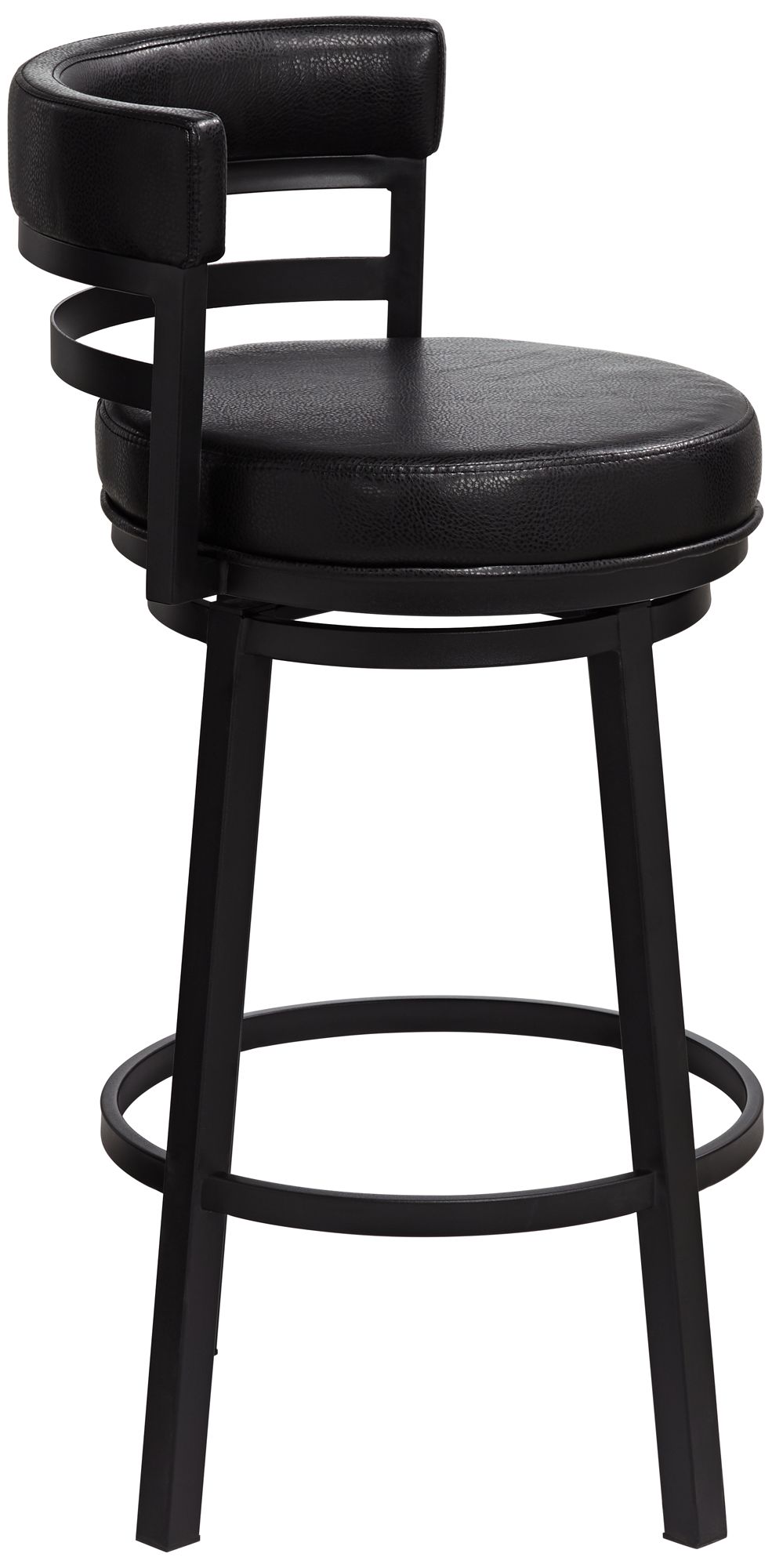Armen Living Madrid 30 1/2" Ford Black Faux Leather Swivel Bar Stool in scene