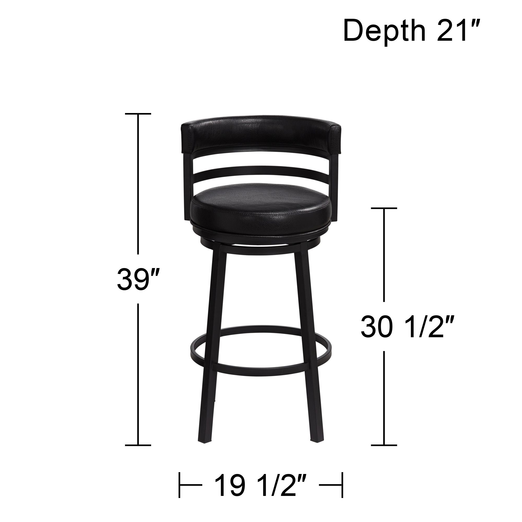 Armen Living Madrid 30 1/2" Ford Black Faux Leather Swivel Bar Stool in scene