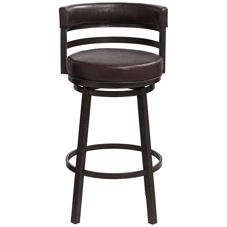 Image 7 Armen Living Madrid 30" Ford Brown Faux Leather Swivel Bar Stool more views