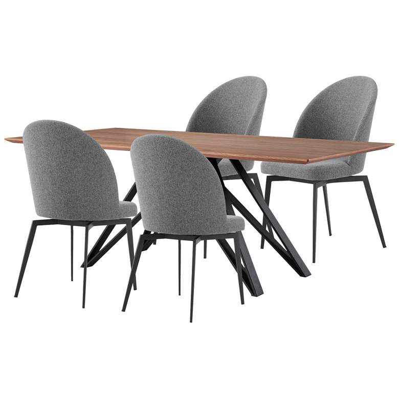 Image 1 Armen Living Modena Sunny 5 Piece Dining Set with Gray Fabric Chairs