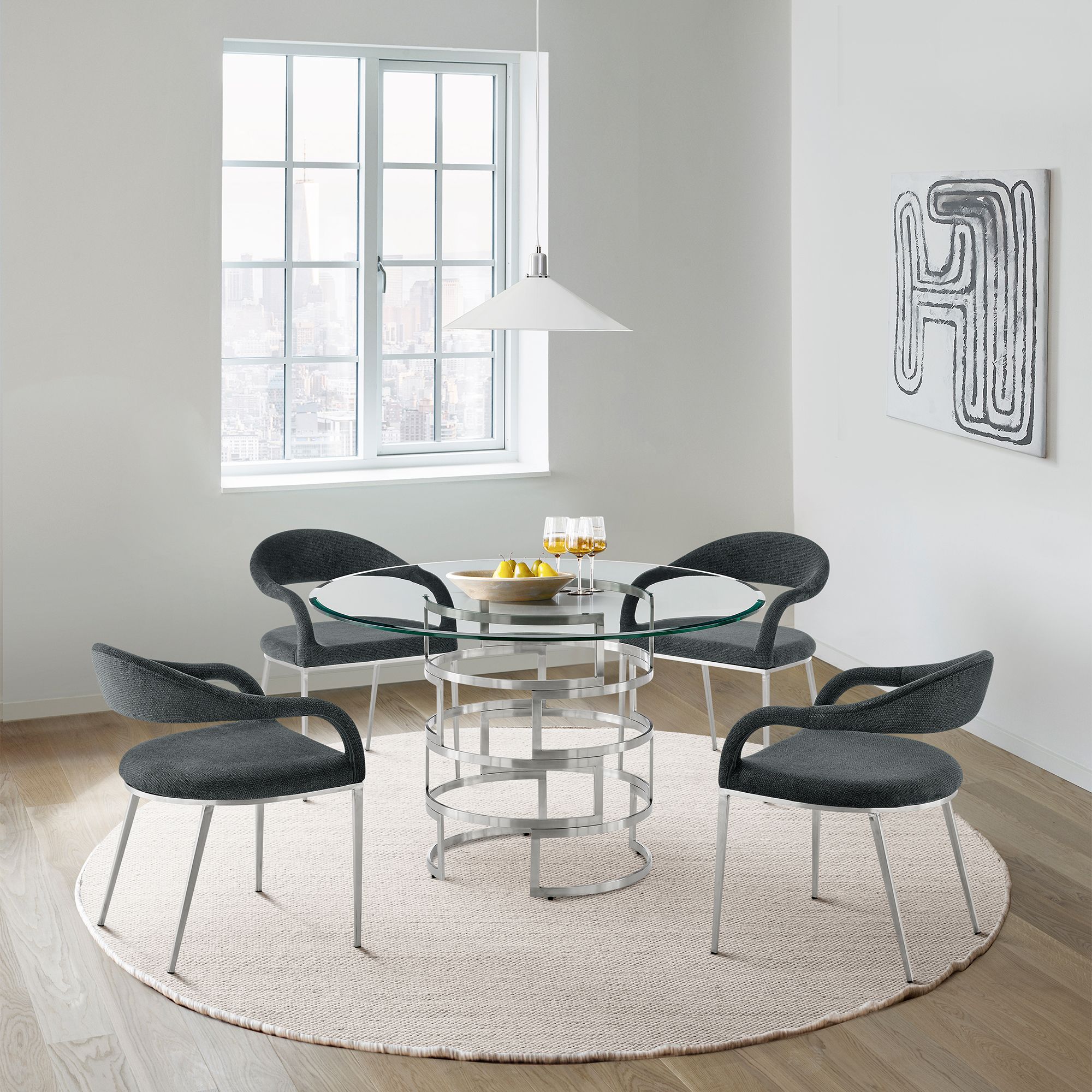 Armen Living Morgan 21" Wide Charcoal Black Dining Chairs Set of 2