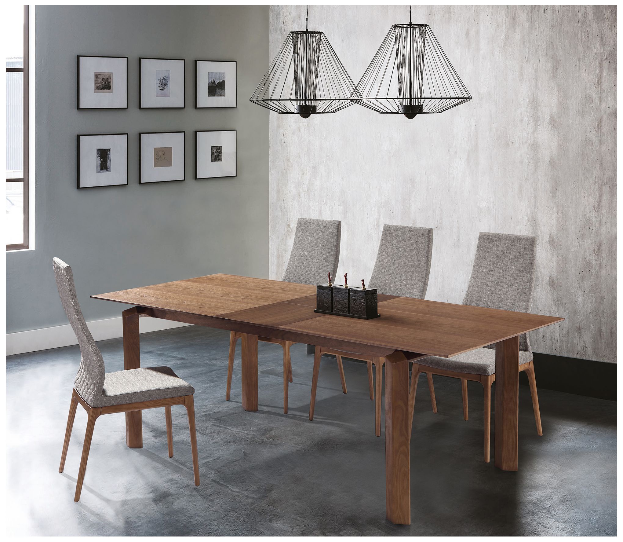 Armen Living Parker 19" Wide Walnut and Gray Dining Chairs Set of 2