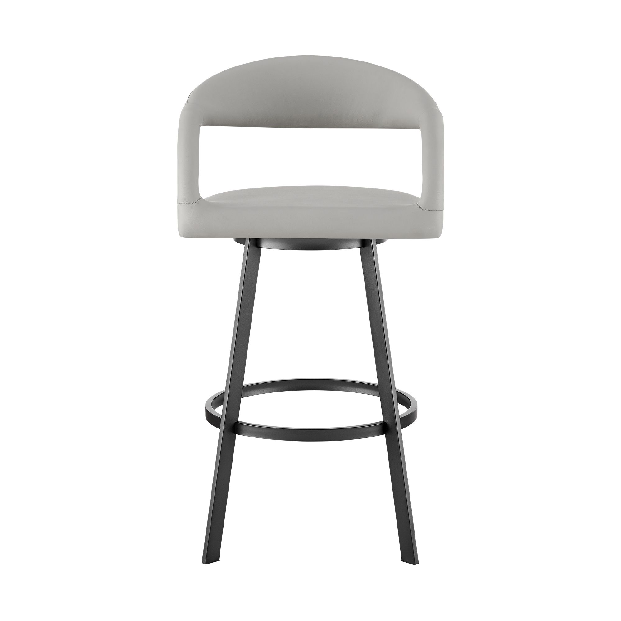 Image 3 Armen Living Ramona 26 in. Counter Stool in Iron, Light Gray Faux Leather more views