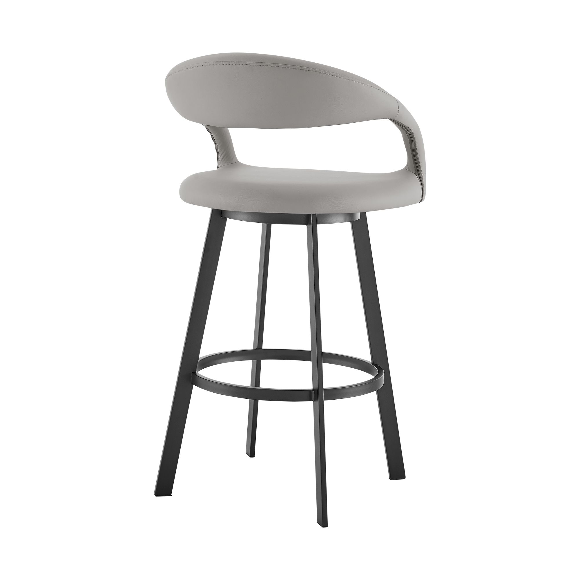 Image 4 Armen Living Ramona 26 in. Counter Stool in Iron, Light Gray Faux Leather more views