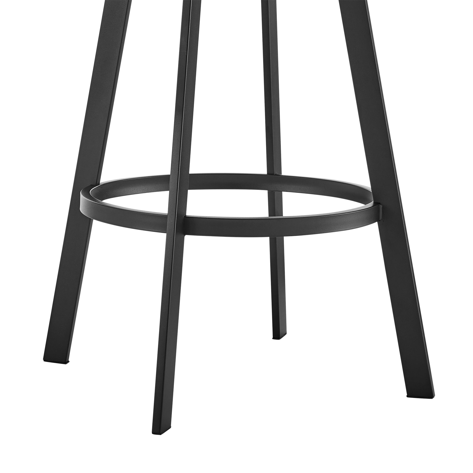 Armen Living Ramona 26 in. Counter Stool in Iron, Light Gray Faux Leather
