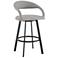 Armen Living Ramona 30 in. Bar Stool in Matte Iron, Light Gray Faux Leather