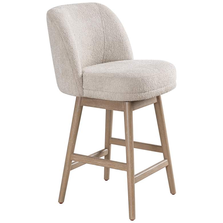 Image 1 Armen Living Sadie Wood 26" Counter Height Barstool in Ancient Stone Fabric