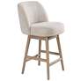 Armen Living Sadie Wood 26" Counter Height Barstool in Ancient Stone Fabric