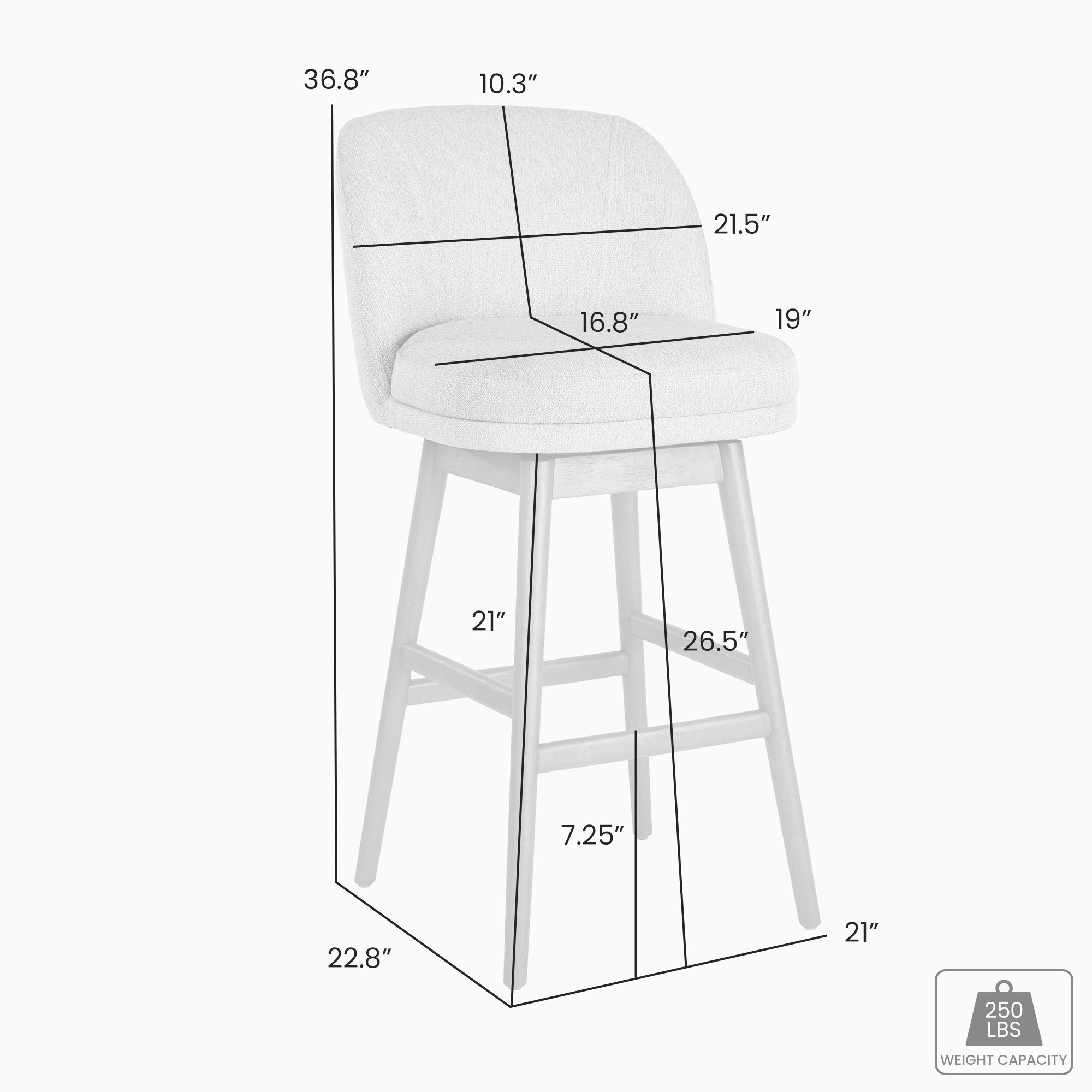 Armen Living Sadie Wood 26 in. Counter Height Barstool in Taupe Fabric