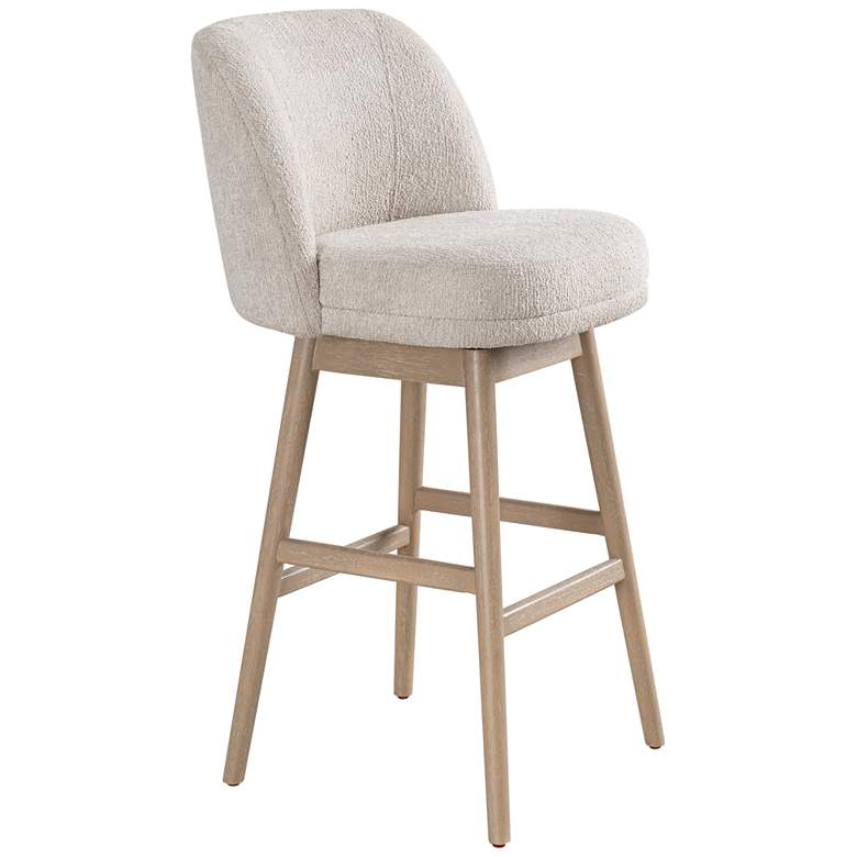 Image 1 Armen Living Sadie Wood 30 in. Bar Height Barstool in Ancient Stone Fabric
