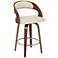 Armen Living Shelly 25 3/4" Cream Faux Leather Swivel Counter Stool