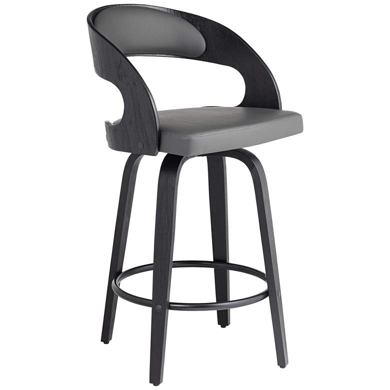 Image 2 Armen Living Shelly 25 3/4" Gray Faux Leather Swivel Counter Stool