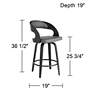 Armen Living Shelly 25 3/4" Gray Faux Leather Swivel Counter Stool
