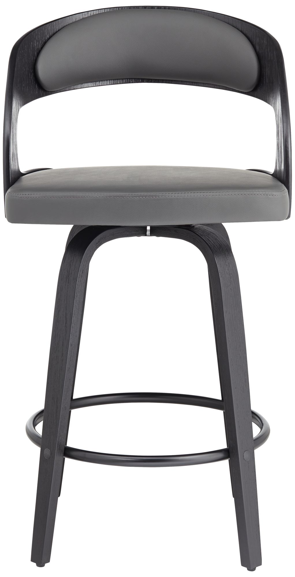 Armen Living Shelly 25 3/4" Gray Faux Leather Swivel Counter Stool