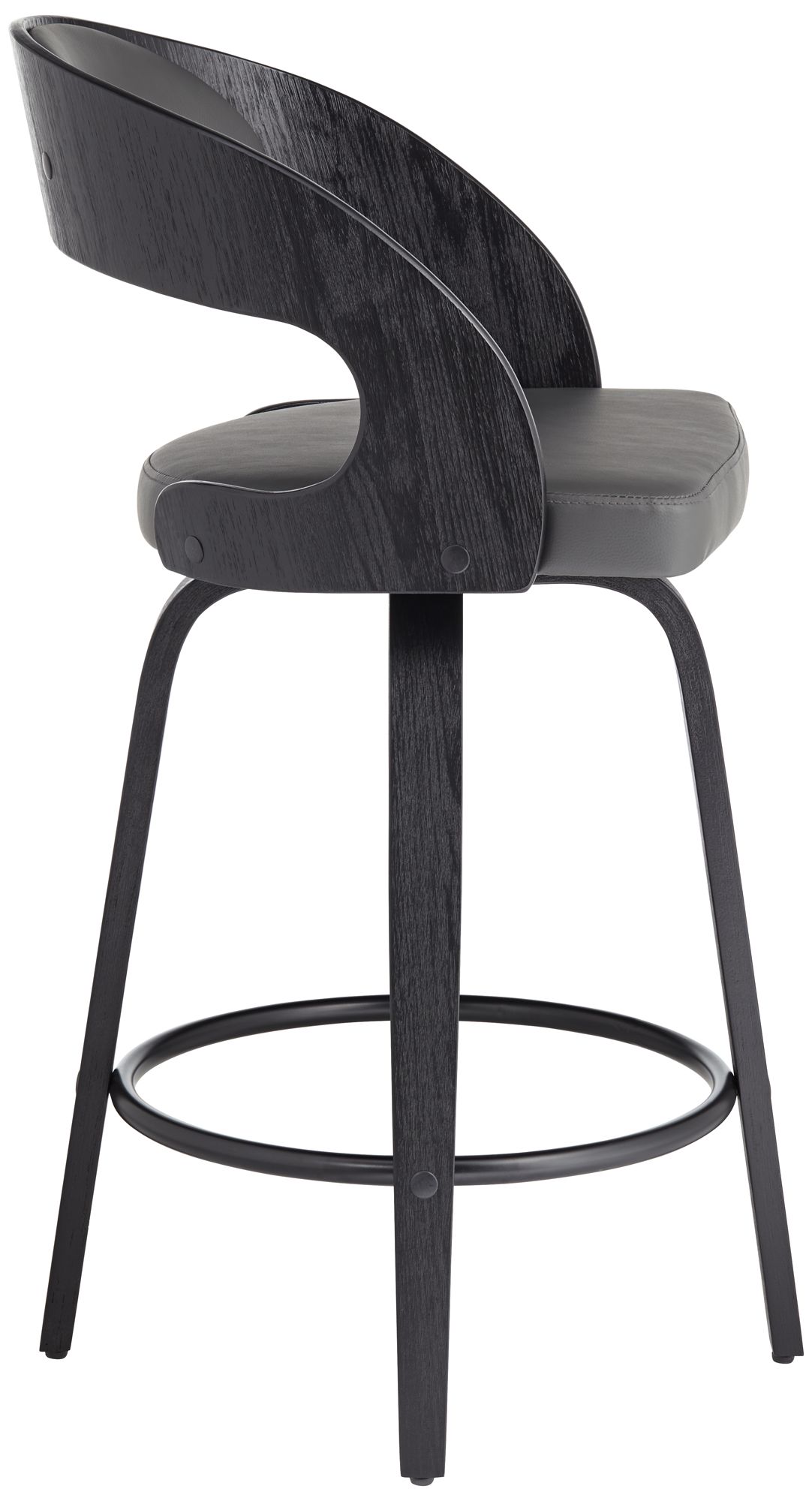 Armen Living Shelly 25 3/4" Gray Faux Leather Swivel Counter Stool