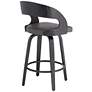 Armen Living Shelly 25 3/4" Gray Faux Leather Swivel Counter Stool