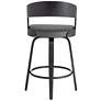 Armen Living Shelly 25 3/4" Gray Faux Leather Swivel Counter Stool