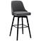 Armen Living Sicily 30" Modern Gray Faux Leather Swivel Bar Stool