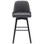 7_Armen Living Sicily 30" Modern Gray Faux Leather Swivel Bar Stool more views