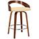 Armen Living Sonia 26" Modern Cream Faux Leather Swivel Counter Stool