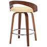 6_Armen Living Sonia 26" Modern Cream Faux Leather Swivel Counter Stool more views