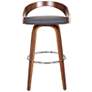 4_Armen Living Sonia 30" Modern Gray Faux Leather Swivel Bar Stool more views