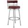 Armen Living Titana 20" Wide Steel Red Faux Leather Swivel Barstool