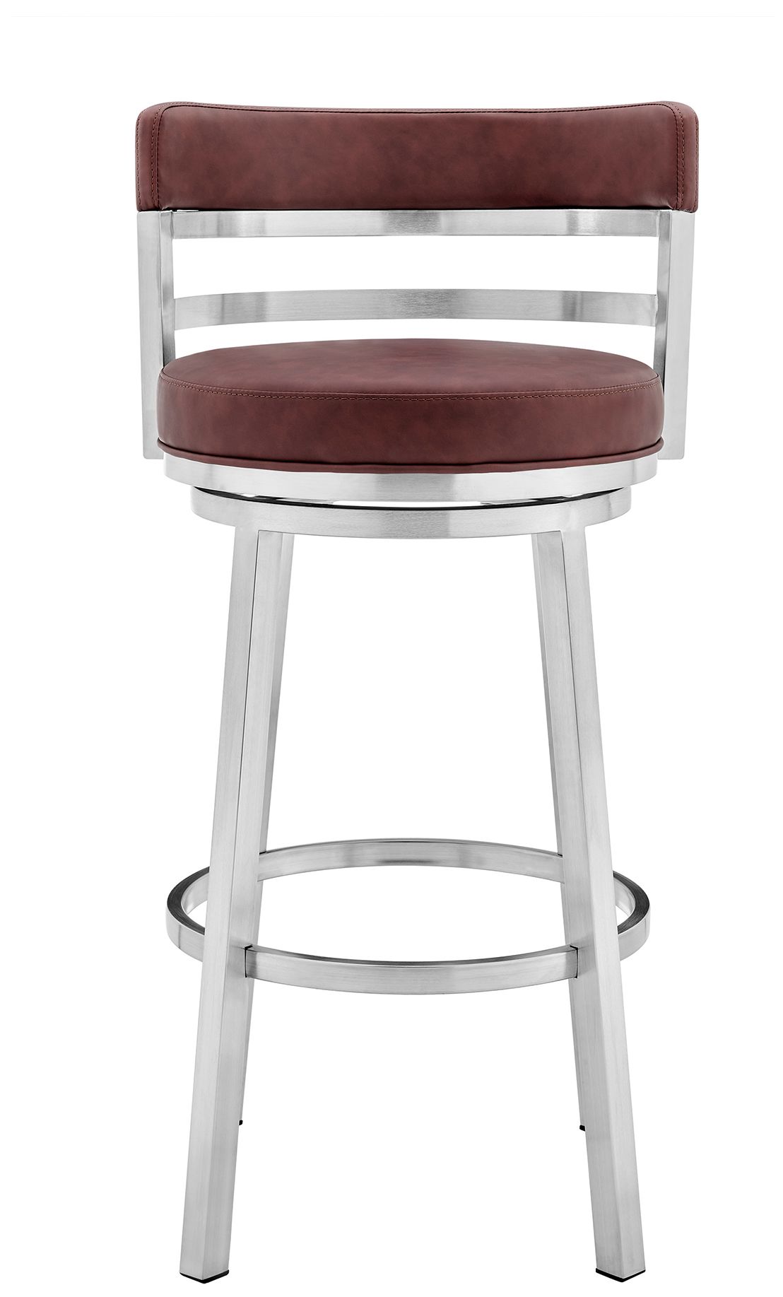 Image 4 Armen Living Titana 20" Wide Steel Red Faux Leather Swivel Barstool more views