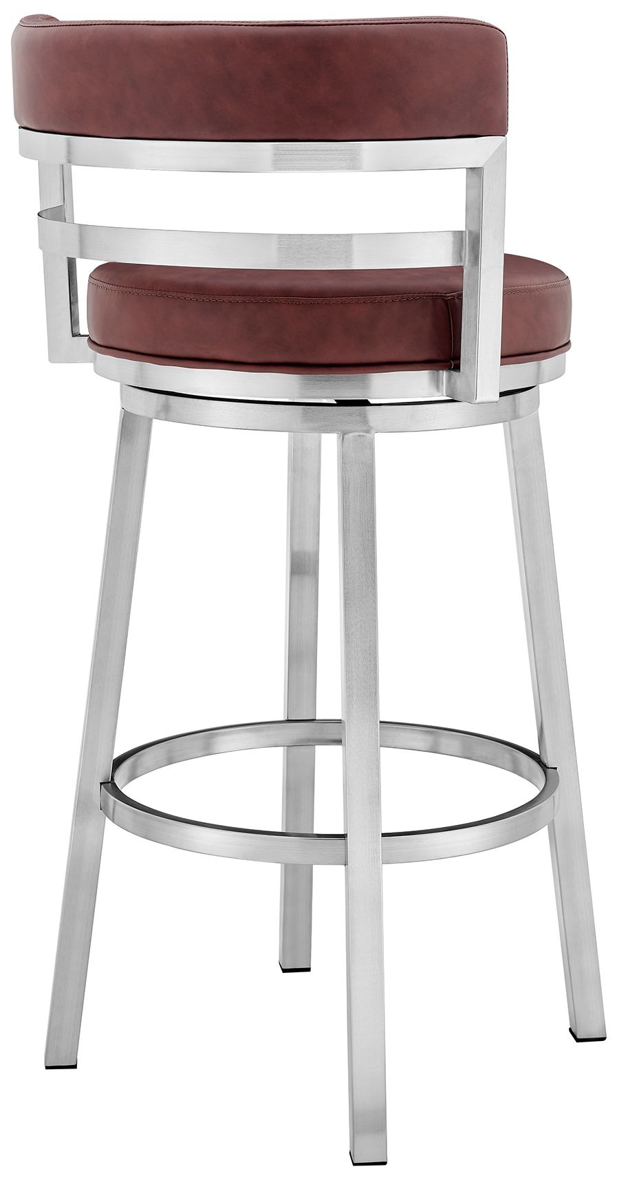 Image 5 Armen Living Titana 20" Wide Steel Red Faux Leather Swivel Barstool more views