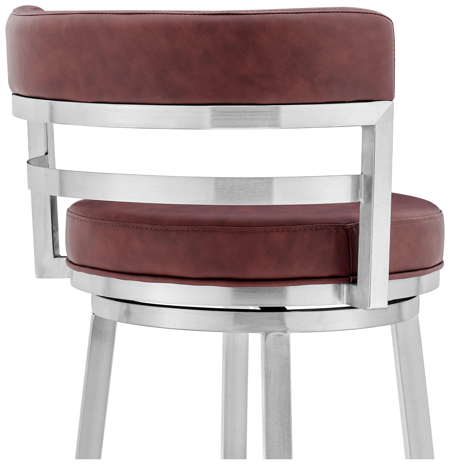 Image 7 Armen Living Titana 20" Wide Steel Red Faux Leather Swivel Barstool more views