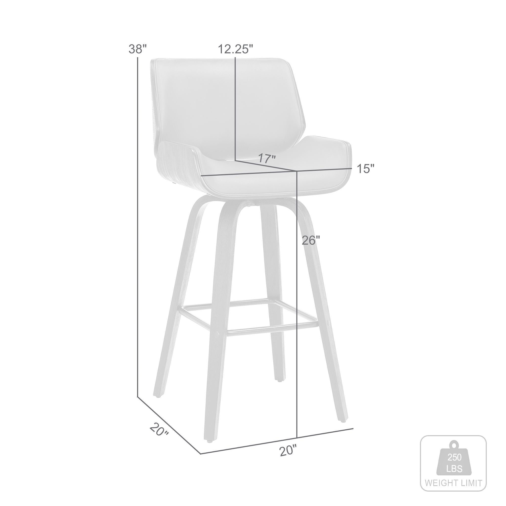 Armen Living Tyler 26" Cream Faux Leather Walnut Wood Swivel Barstool