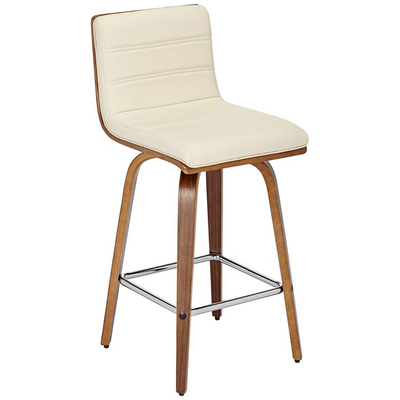 Image 3 Armen Living Vienna 25 1/4" Cream and Walnut Swivel Counter Stool