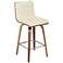 Armen Living Vienna 25 1/4" Cream and Walnut Swivel Counter Stool