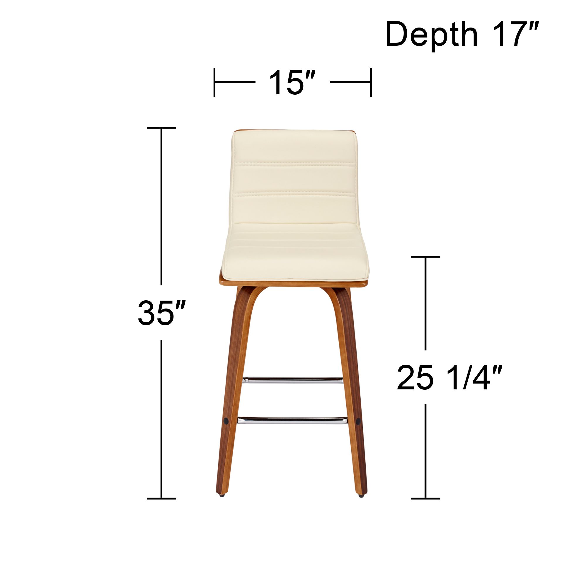 Armen Living Vienna 25 1/4" Cream and Walnut Swivel Counter Stool in scene