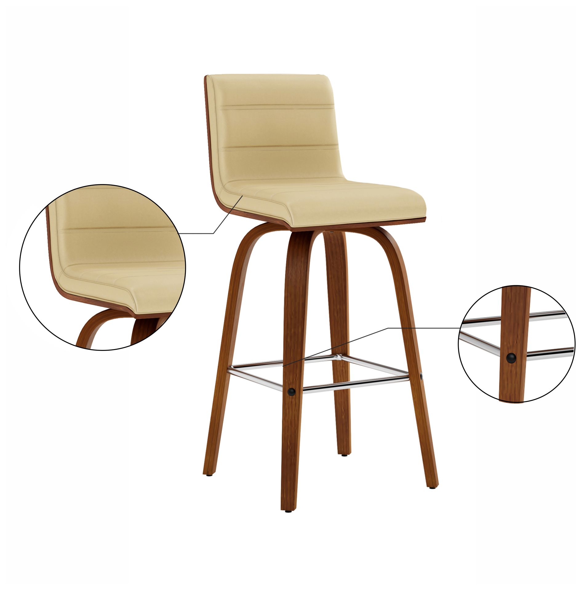 Armen Living Vienna 25 1/4" Cream and Walnut Swivel Counter Stool in scene