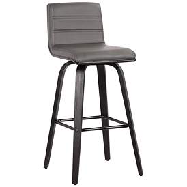 Image2 of Armen Living Vienna 29 1/2" Gray Faux Leather Modern Swivel Bar Stool